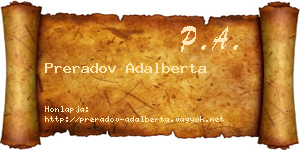 Preradov Adalberta névjegykártya